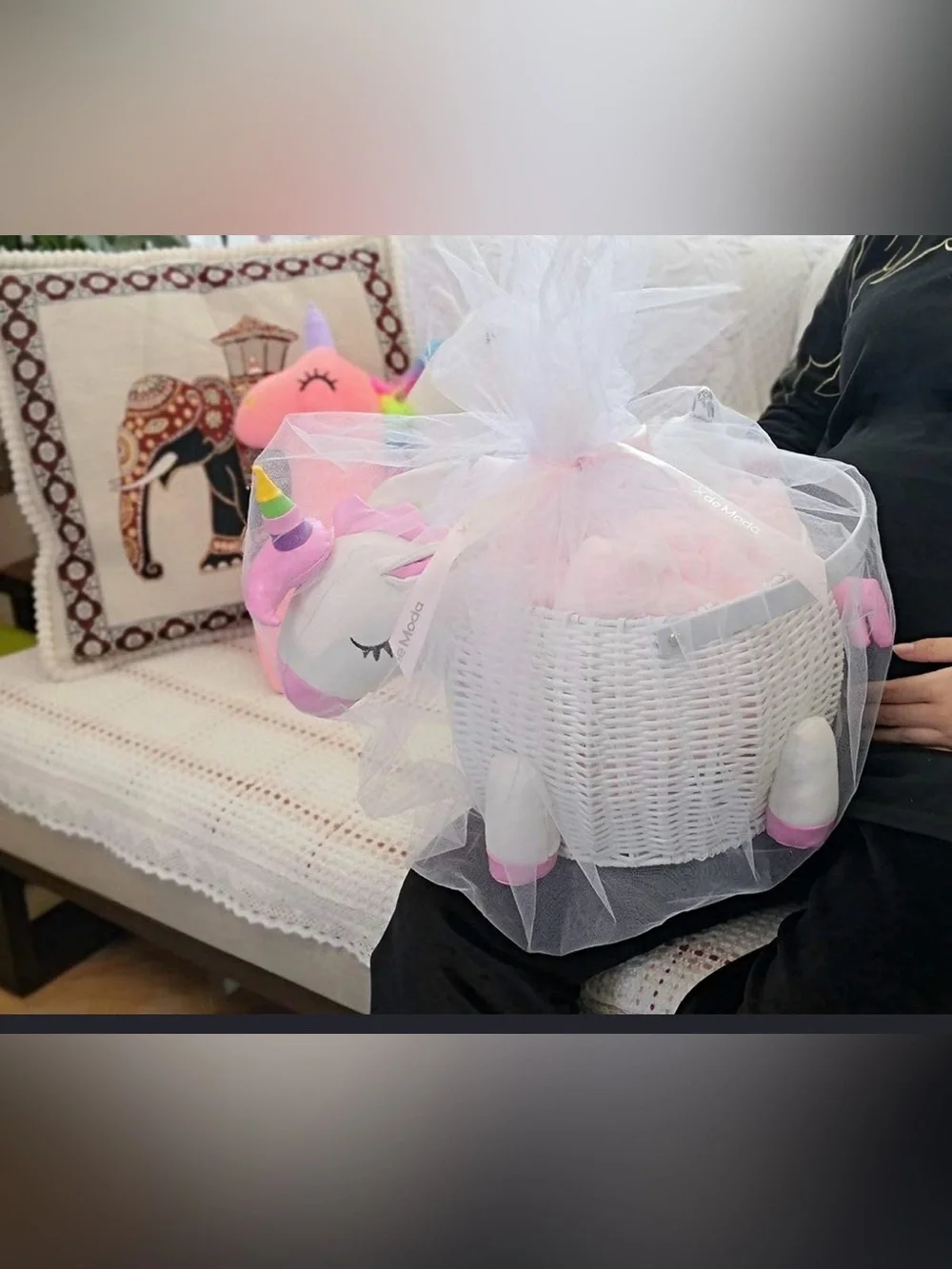 NWOT Beautiful Unicorn Baby Shower Gift Basket ONLY - New Baby Gift Basket,